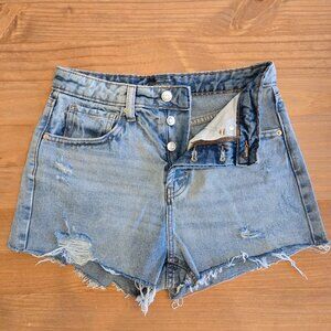 Wild Fable Button Fly Super High Rise Cut Off Denim Shorts Mild Distress Size 0